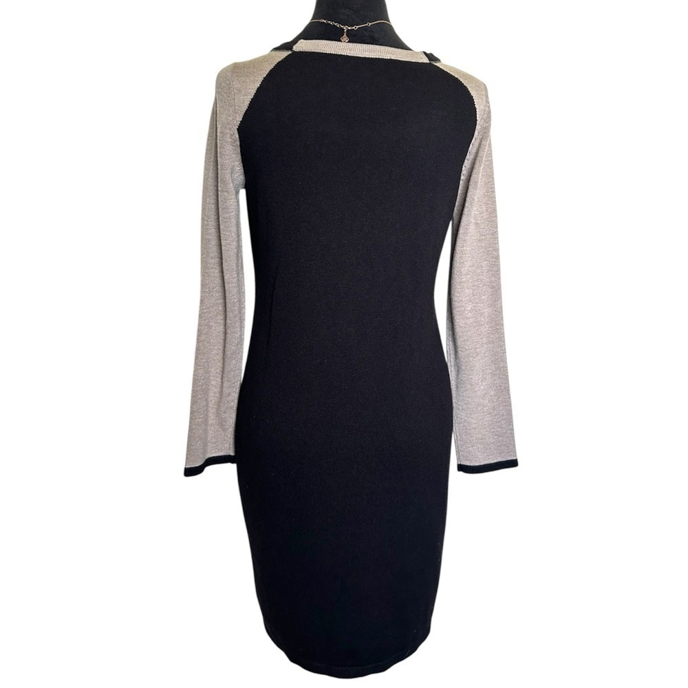 Ivanka Trump Woman’s Small Knit Sweater Midi Black & tan Dress With Gold Zippers - Picture 4 of 7